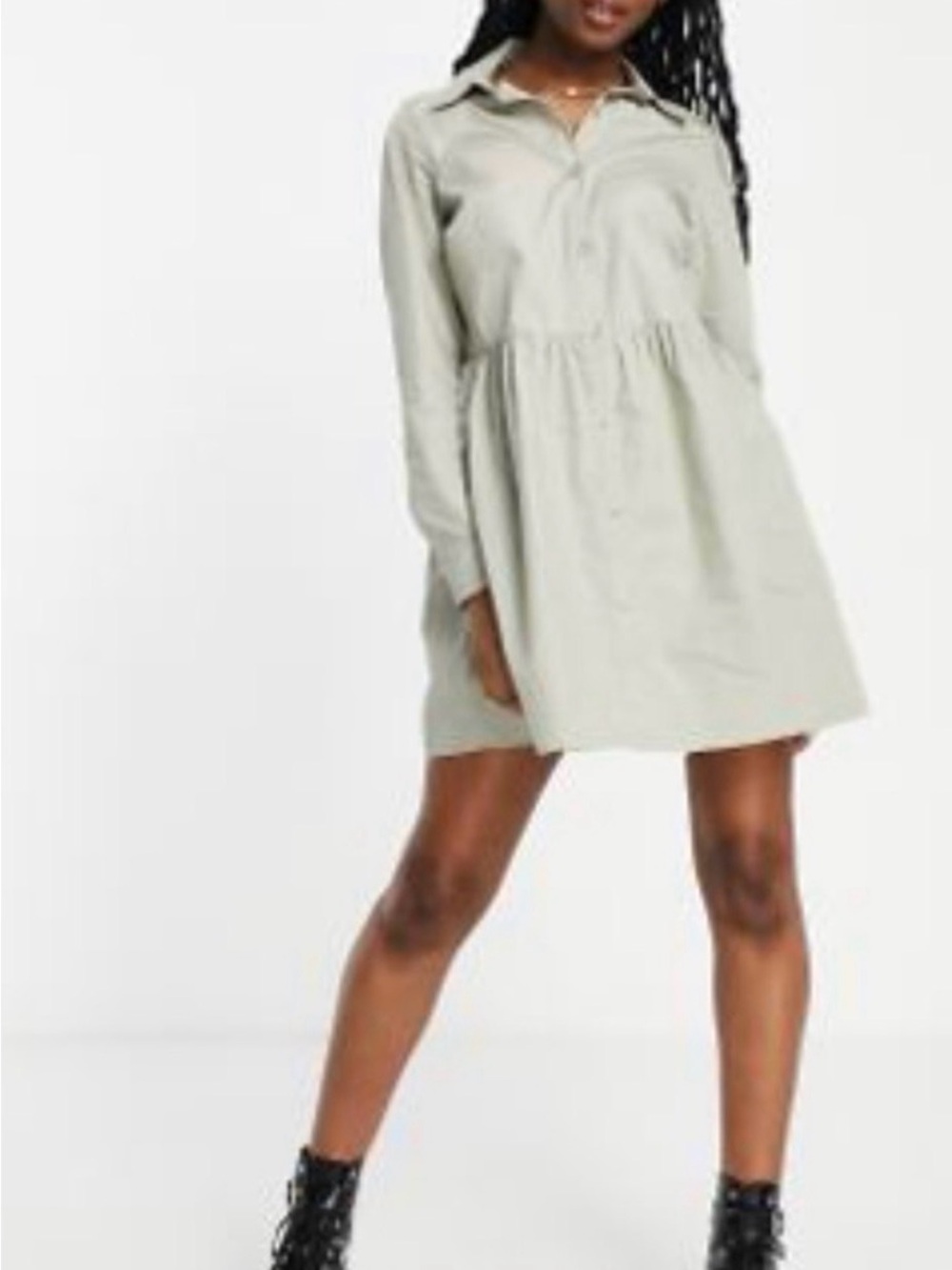 ASOS Maternity Light Sage Green Long-Sleeve Shirt Dress